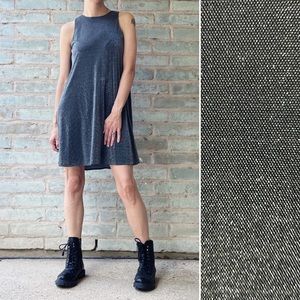 Vintage Lurex Dress Silver Metallic Stretch Knit Swing Mod Mini 90s Party Tent